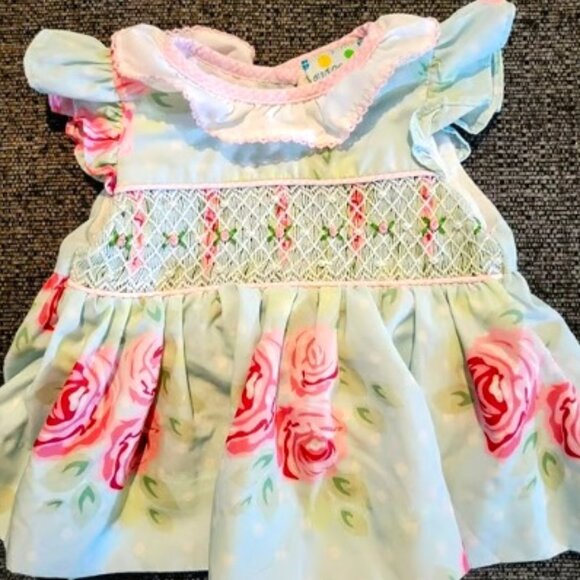 Smocked Sugar Dumplin Dress 6 Months - Picture 1 of 4